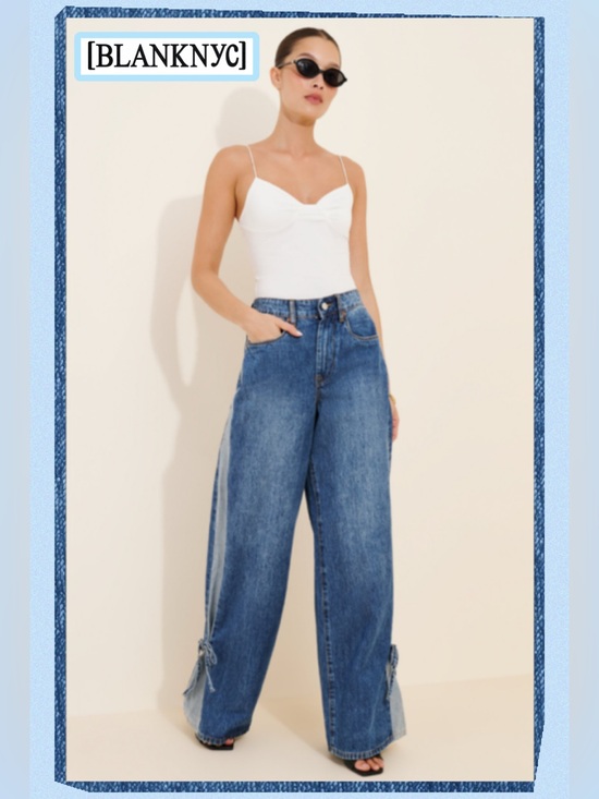 Blank NYC Denim - NWT Blanknyc The Harrison Low Rise Baggy Ankle Tie Jeans 27 Midnight Contrast